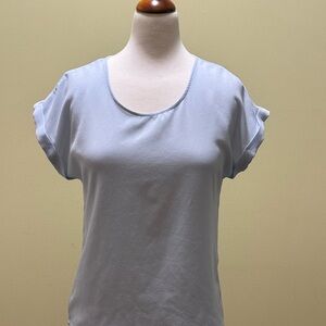 Pink Rose Light Blue Short Sleeve Top